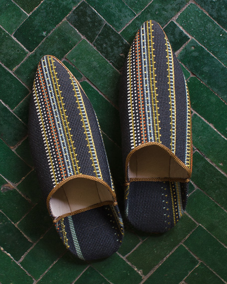 Vintage Moroccan Ware Babouches Babouches_Point_Slate_Mandarin